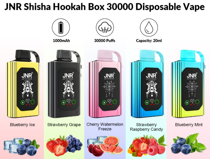 JNR SHISHA BOX 30000 Puffs Vape - Strawberry Grape: A Delightful vaping Experience